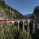 The Bernina Express operated by Rhaetian Railway crossing Landwasser Viaduct